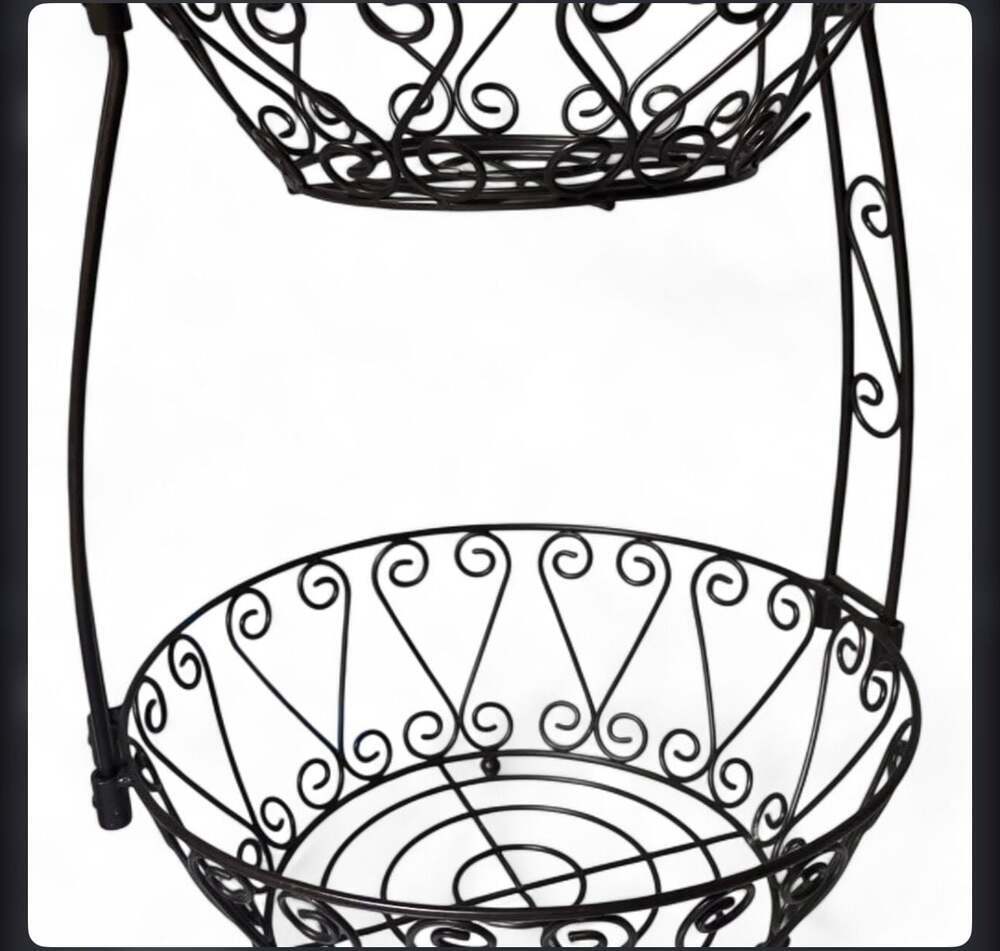 Simple Houseware 2-Tier Countertop Fruit Basket Bowl Storage, Bronze Scroll Work